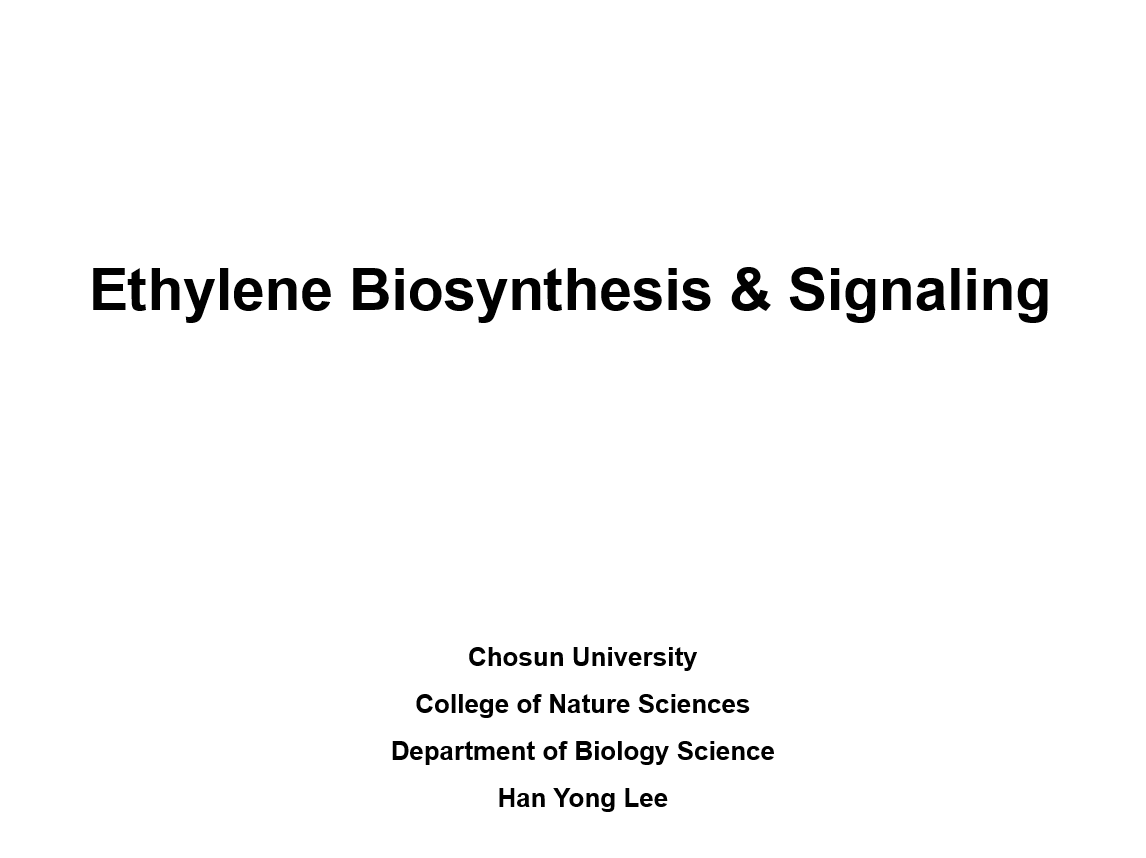 [초청세미나] Ethylene Biosynthesis & Signaling 첨부 이미지